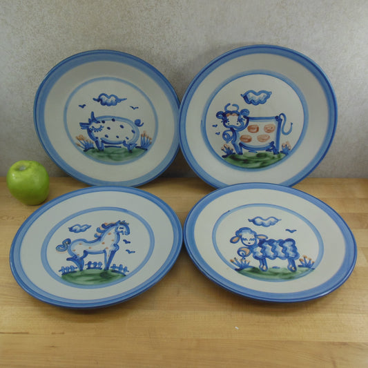 M.A. Hadley Pottery 4 Set Dinner Plates 11" Cow Pig Lamb Horse - Discounted