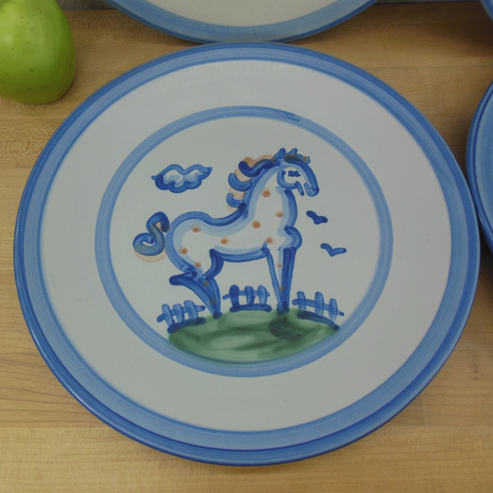 M.A. Hadley Pottery 4 Set Dinner Plates 11" Cow Pig Lamb Horse - Discounted Vintage