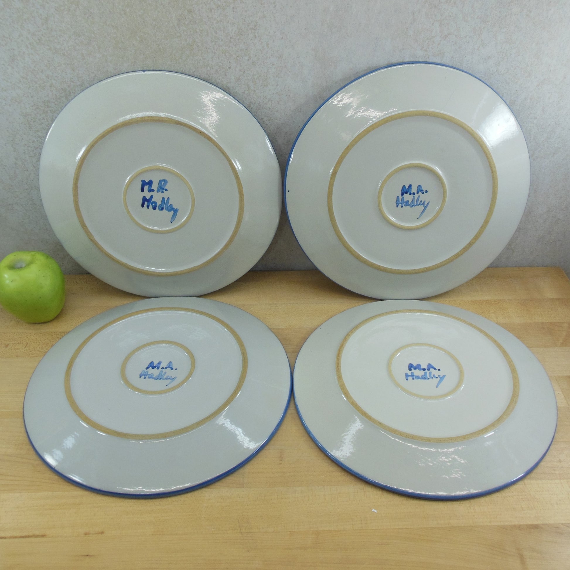 M.A. Hadley Pottery 4 Set Dinner Plates 11" Cow Pig Lamb Horse - Discounted signed