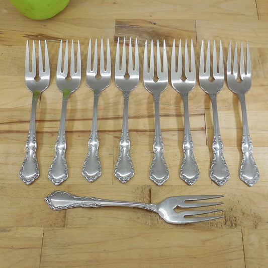 Oneida Distinction Deluxe Mansion Hall Stainless Salad Forks 9 Lot