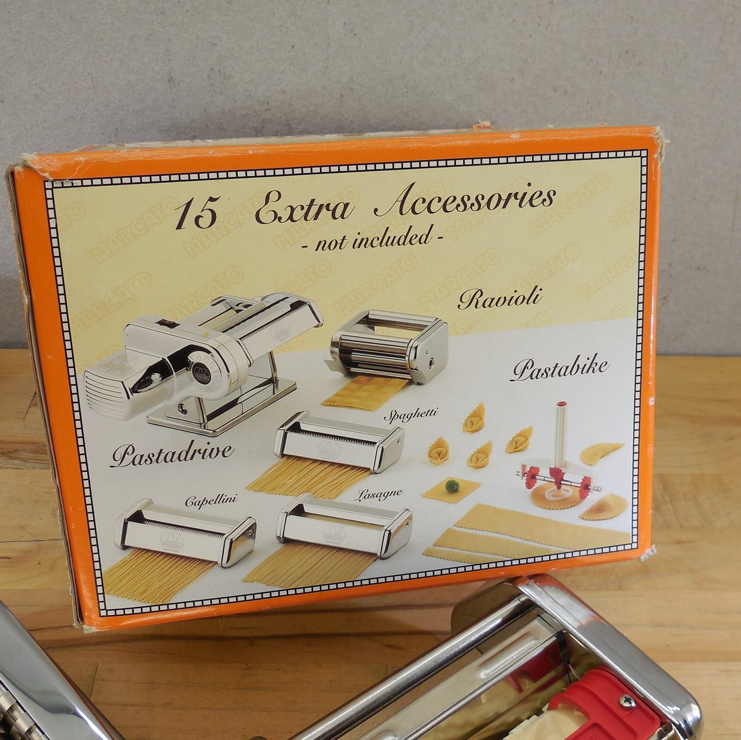 Marcato Italy Atlas 150 Deluxe Pasta Machine Maker NOB & Ravioloni Box