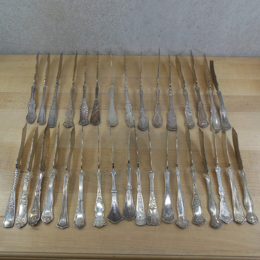 Antique Mixed Master Collection 33 Silverplate Master Butter Knives Twist