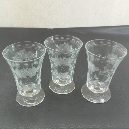 McBride MCB1 Cut Glass Roses 4" Juice Small Tumblers - 3 Set used