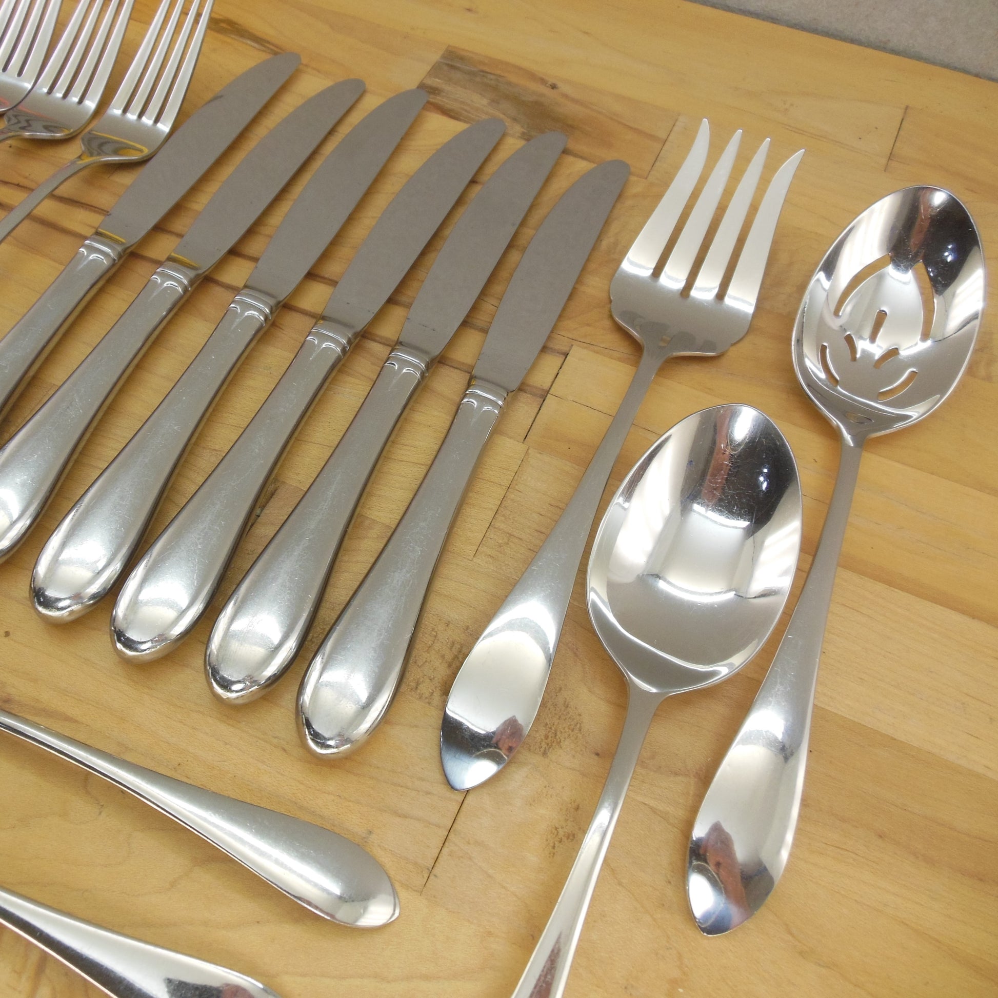 Gorham Meredith Stainless Flatware Partial Set 23 Pieces Serving Spoon Cold Meat Fork