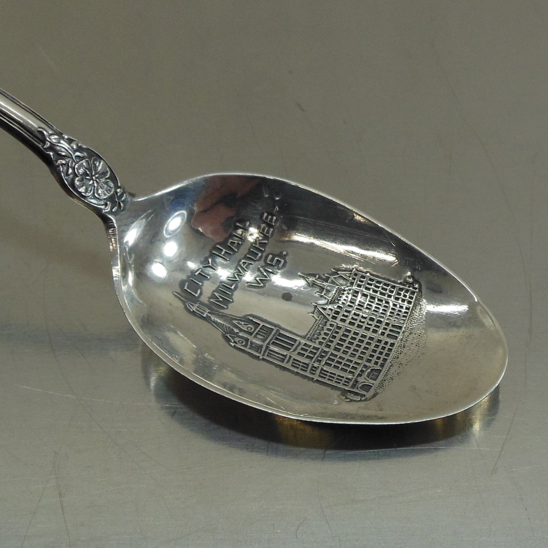 Paye & Baker Sterling Silver Souvenir Spoon - City Hall Milwaukee Wis. Building