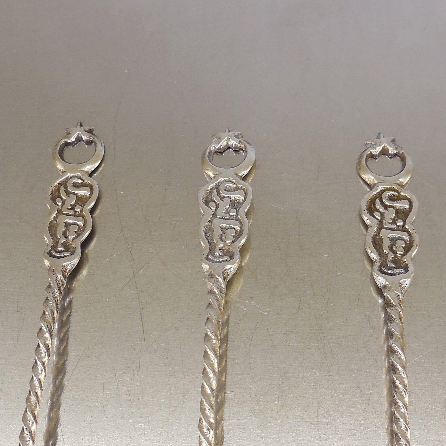 3 Lot 800 Silver Souvenir Spoons Crescent Moon Islamic  24.3 Grams Vintage