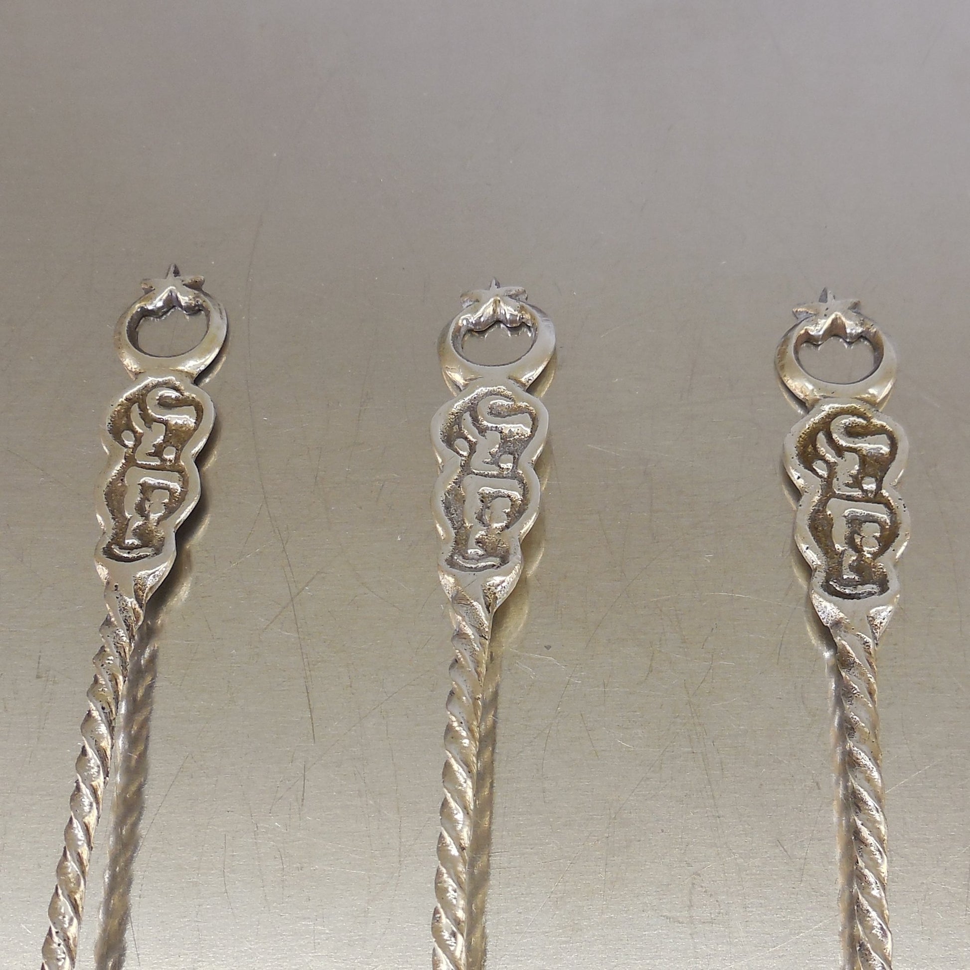 3 Lot 800 Silver Souvenir Spoons Crescent Moon Islamic  24.3 Grams Vintage