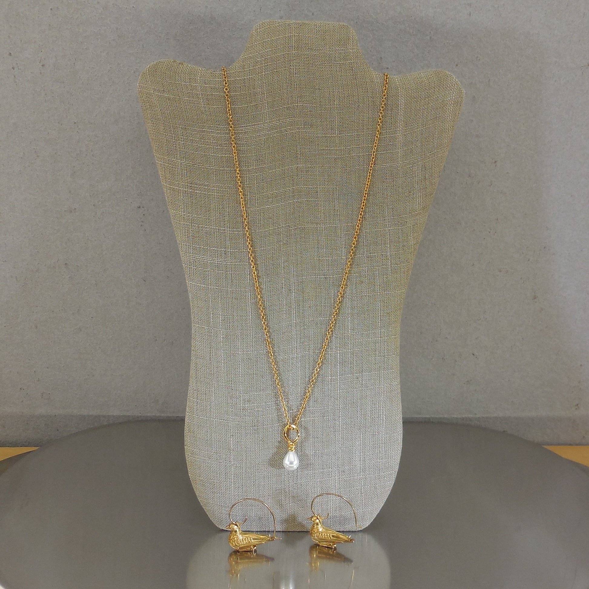 Metropolitan Museum Of Art MMA Sterling 925 Pearl Necklace Dove Earrings 32"