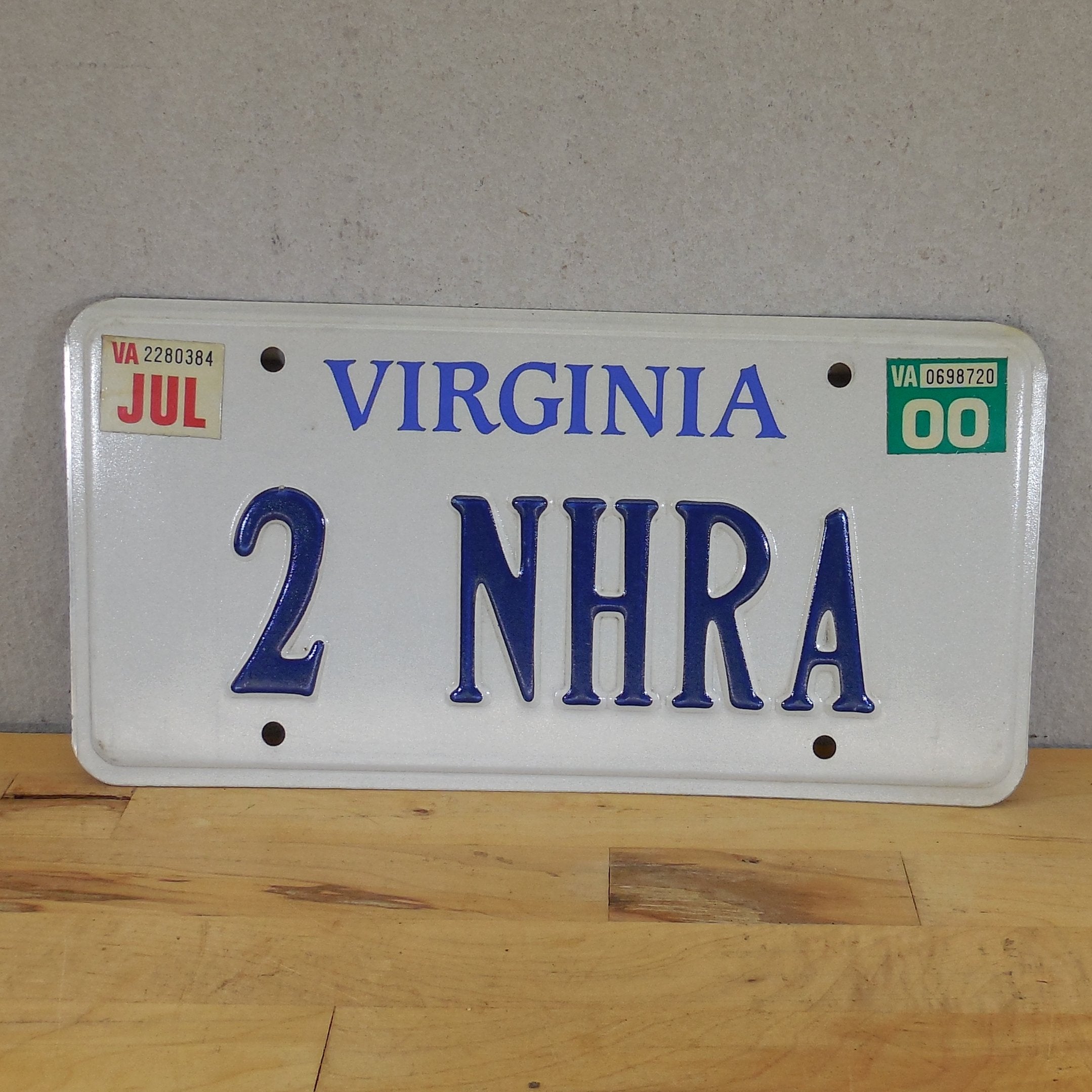 Viginia 2000 License Plate Tag Vanity 2 NHRA Hot Rod Drag Racing