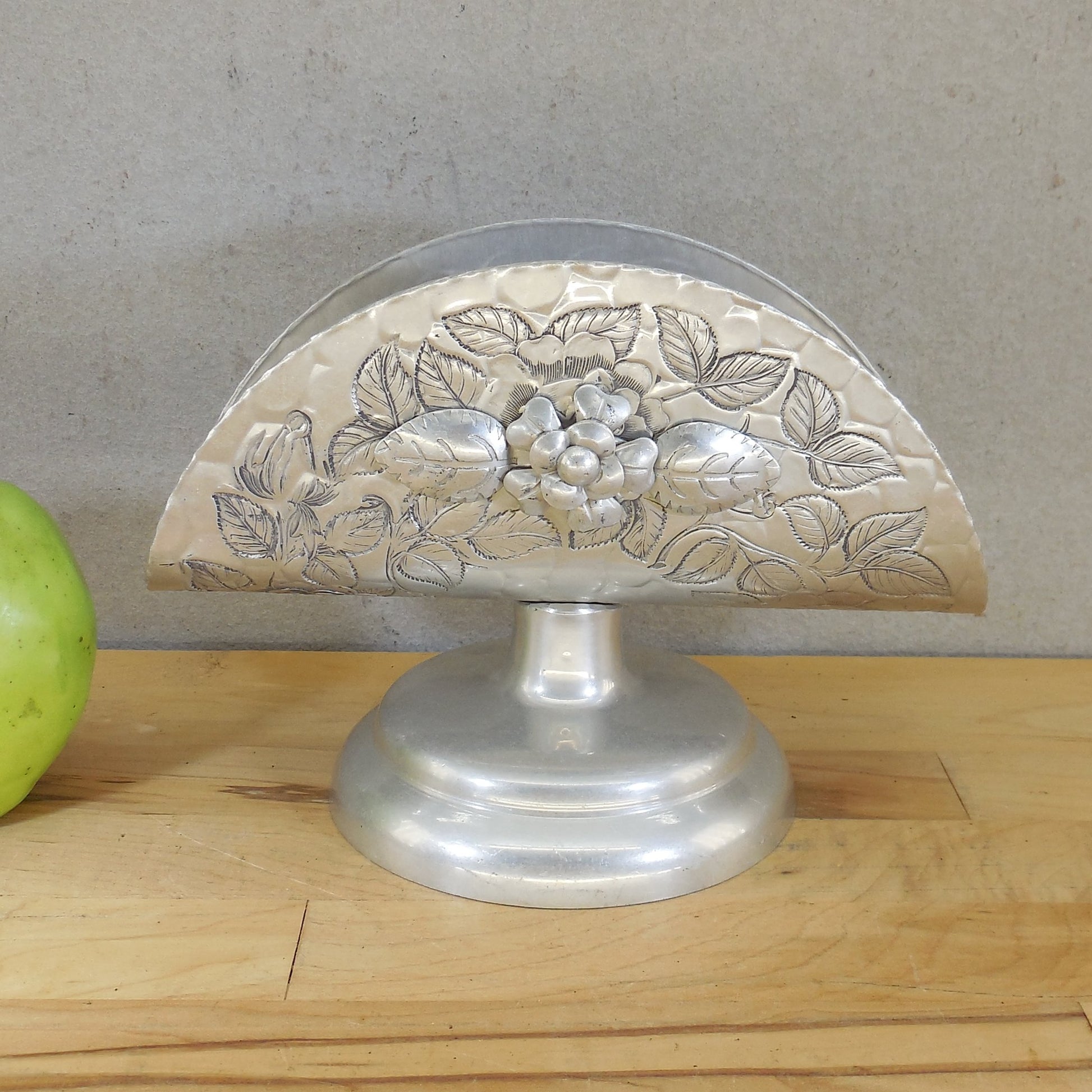 World Hand Forged Wrought Aluminum Napkin Holder Floral