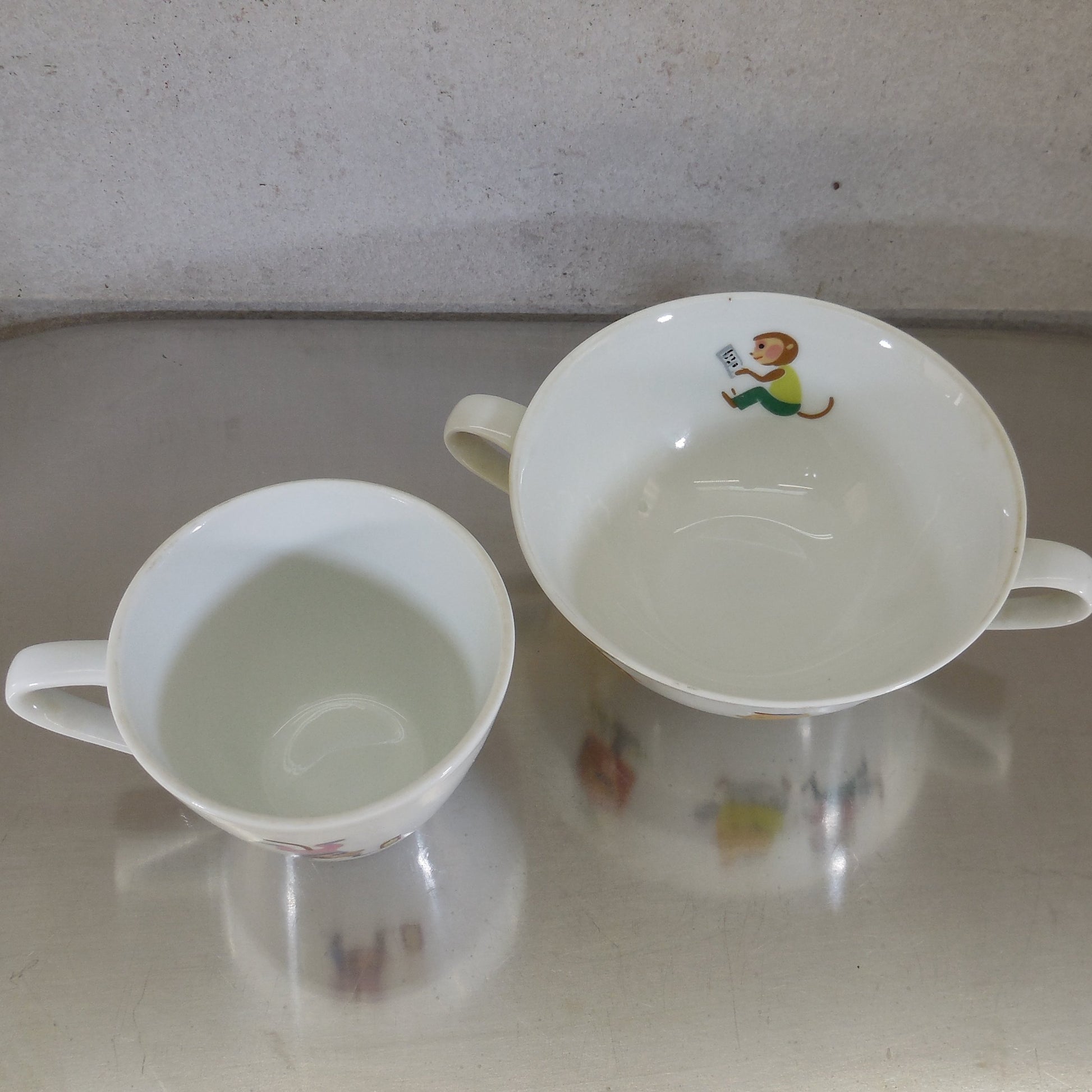Noritake Japan Porcelain Child's Teacup Bowl Rabbit Fox Pig Monkey Mail used