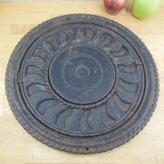 Antique Novelty Iron Works Cast Iron Round Floor Grate Register Sterling Ill.