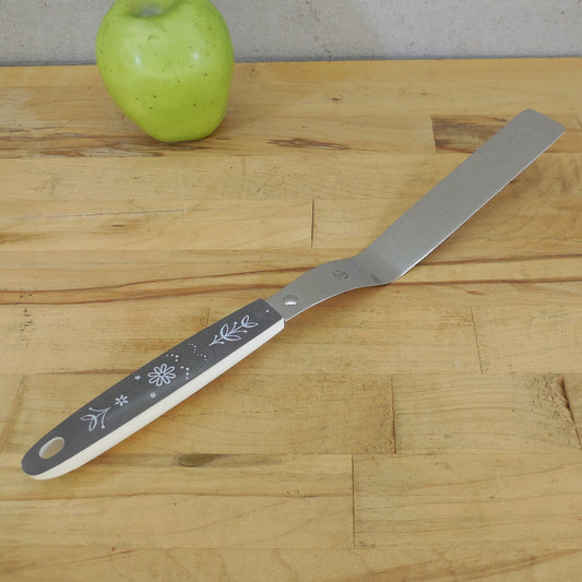 Flint Ekco Offset Icing Spatula - Gray Handle White Foral