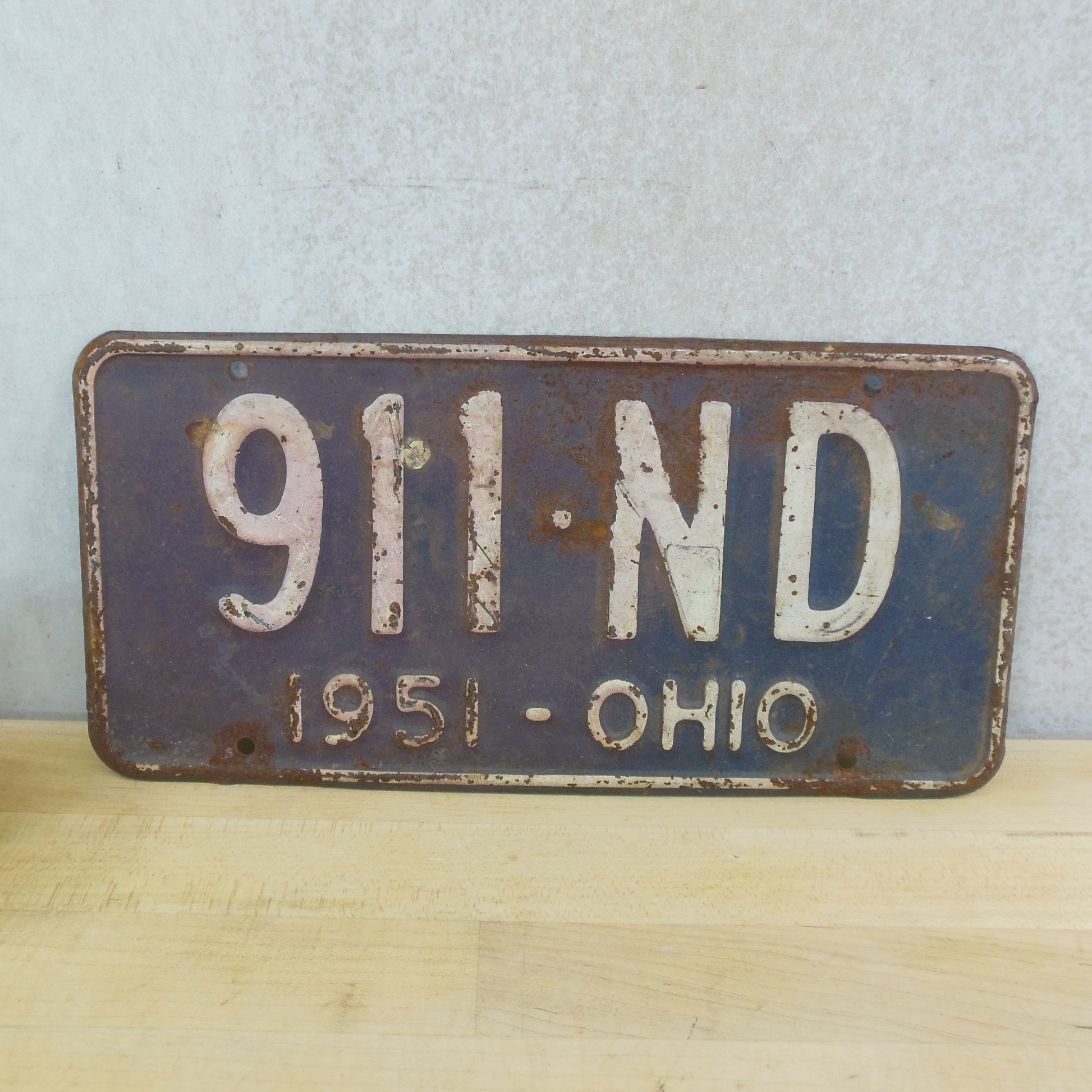 Ohio 1951 Automobile License Plate Tag 911-ND Vintage