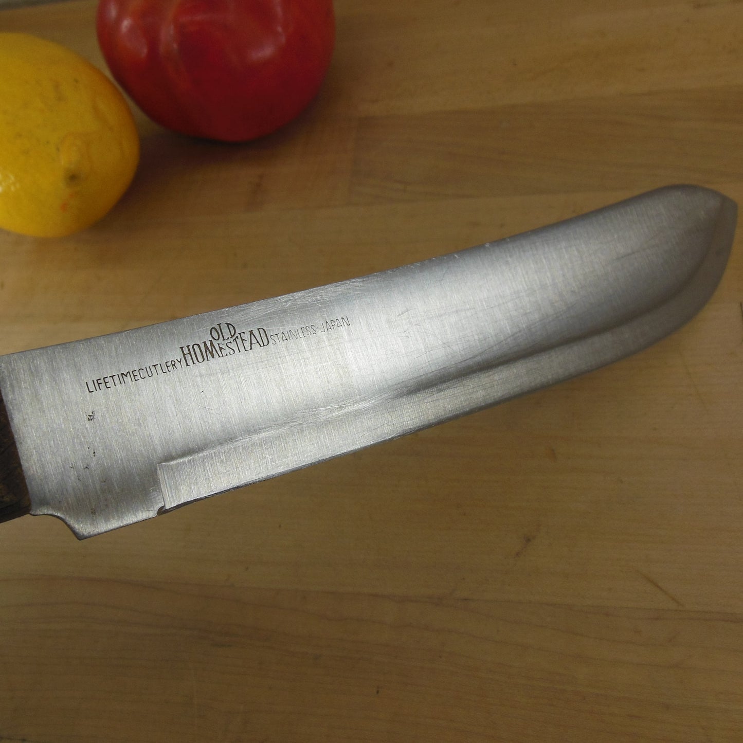 Lifetime Cutlery Old Homestead Stainless Wood 8" Butcher Knife Vintage