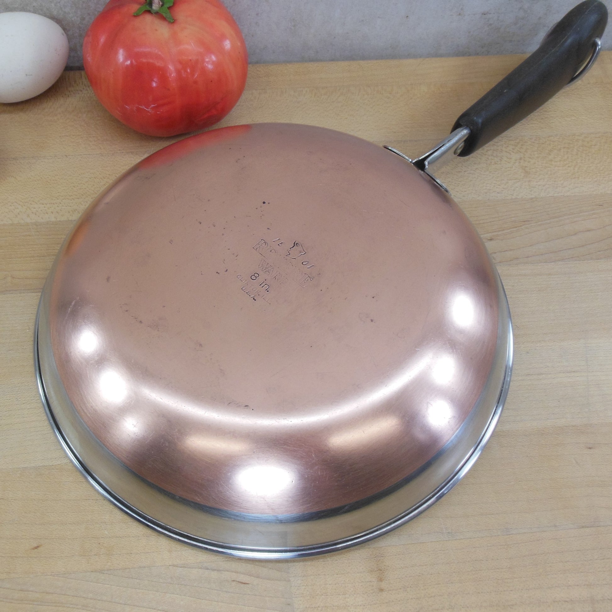 Revere Ware USA 8" Omelet Pan Stainless Steel Copper Clad vintage