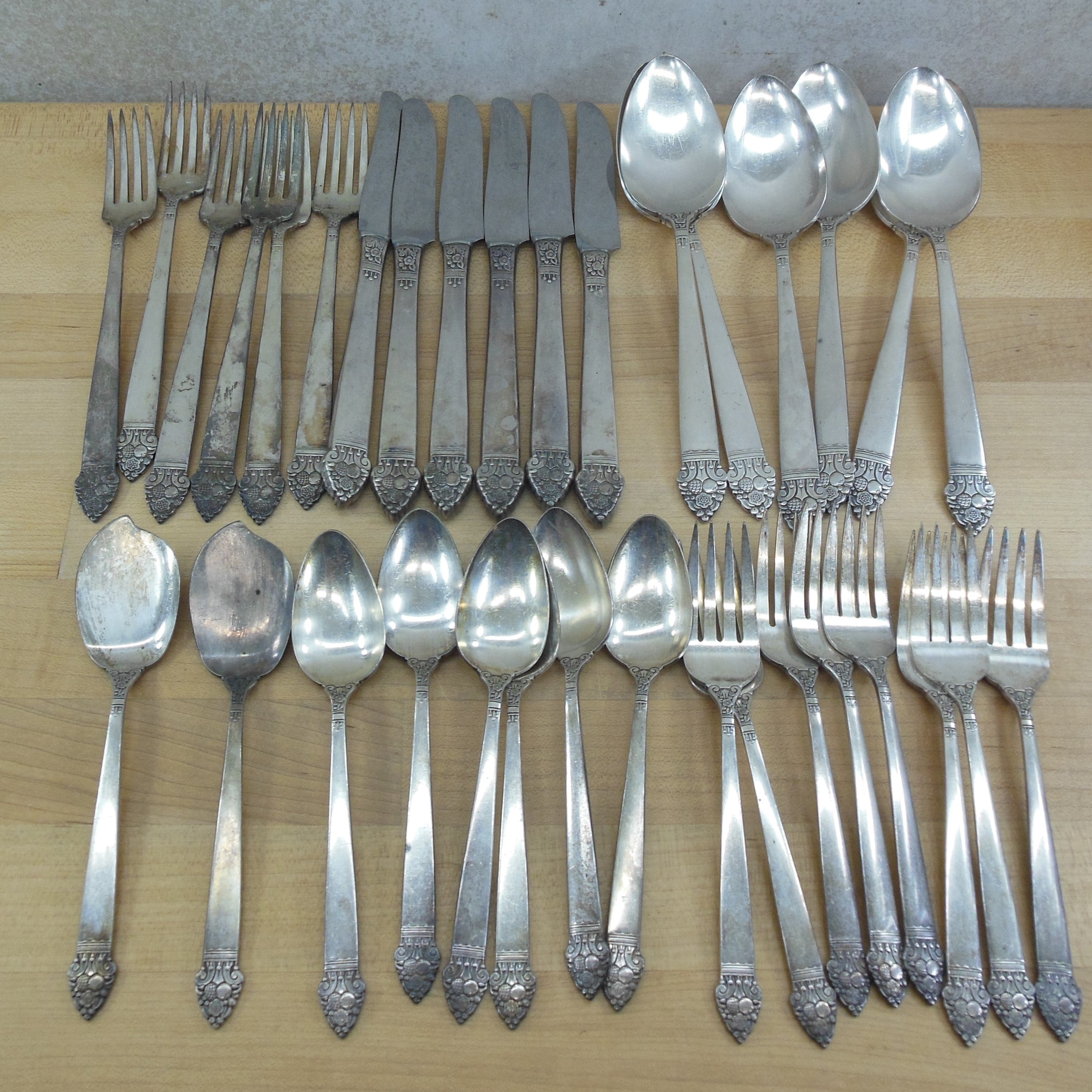 Lot hot 37 pieces Community silver plate flatware Morning Rose silverware