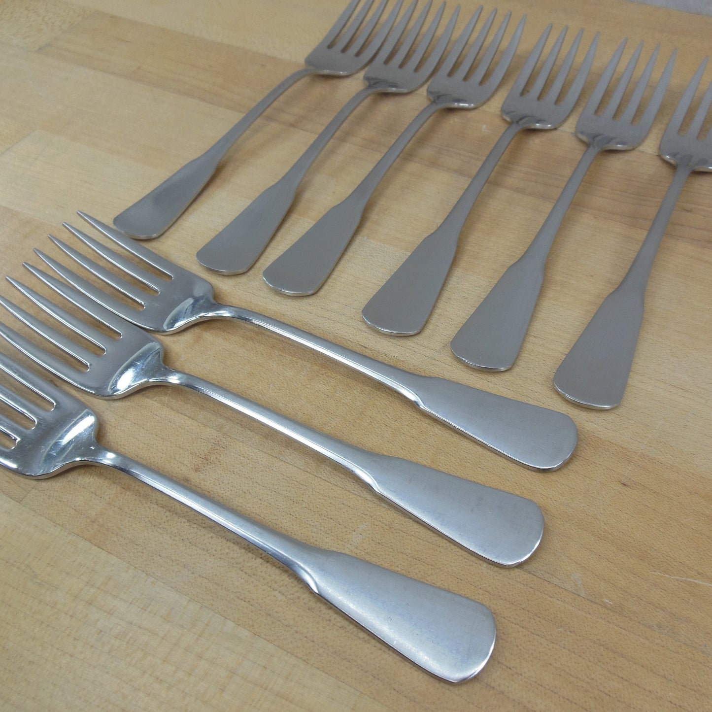 Oneida SSS Colonial Boston Minute Man Stainless Flatware - 9 Salad Forks Vintage