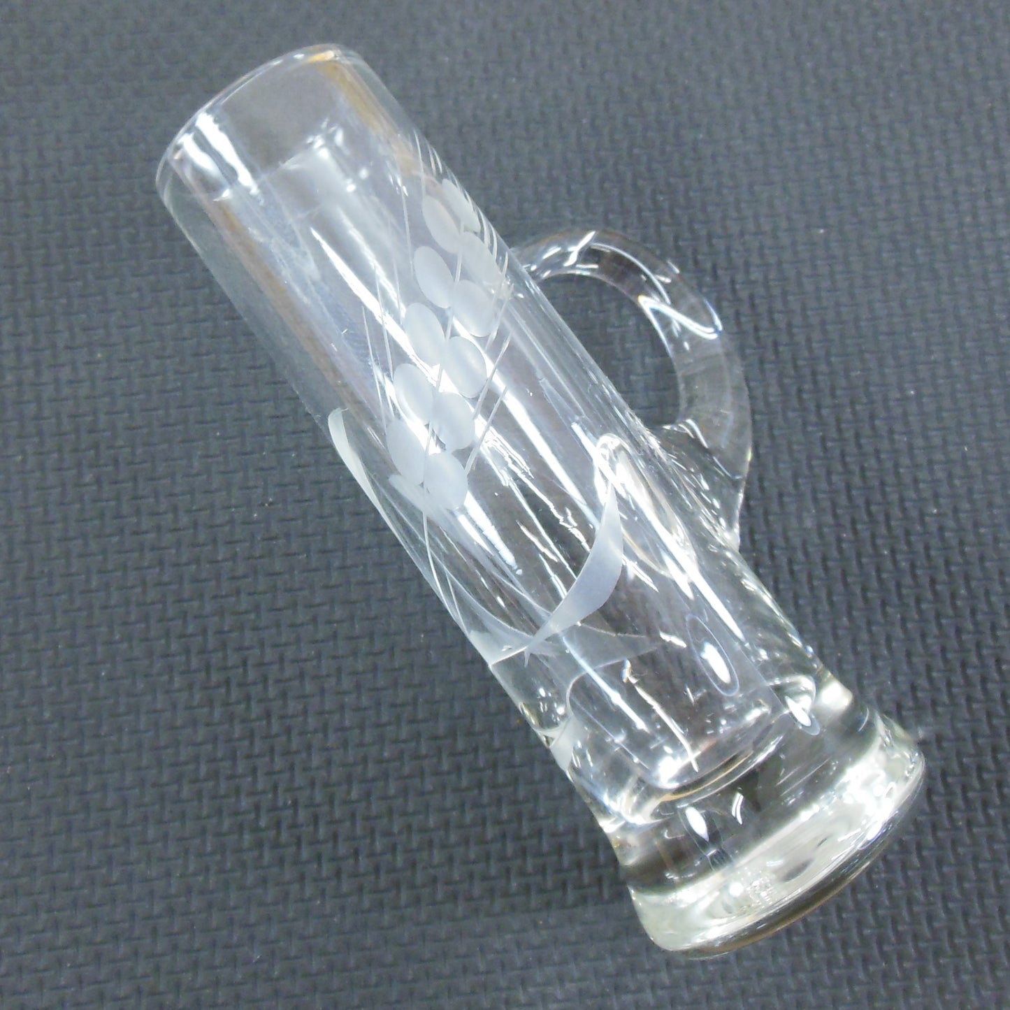Elegant Cut Glass Wheat Liquor Shooter Glasses Blown Handle - 10 Set Used Unbranded