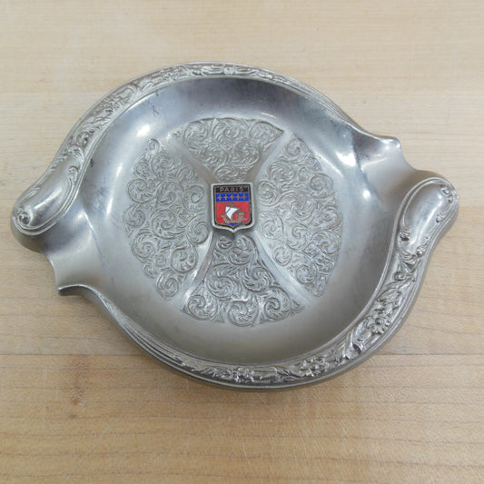 Paris France Enamel City Ship Shield Metal Souvenir Ashtray