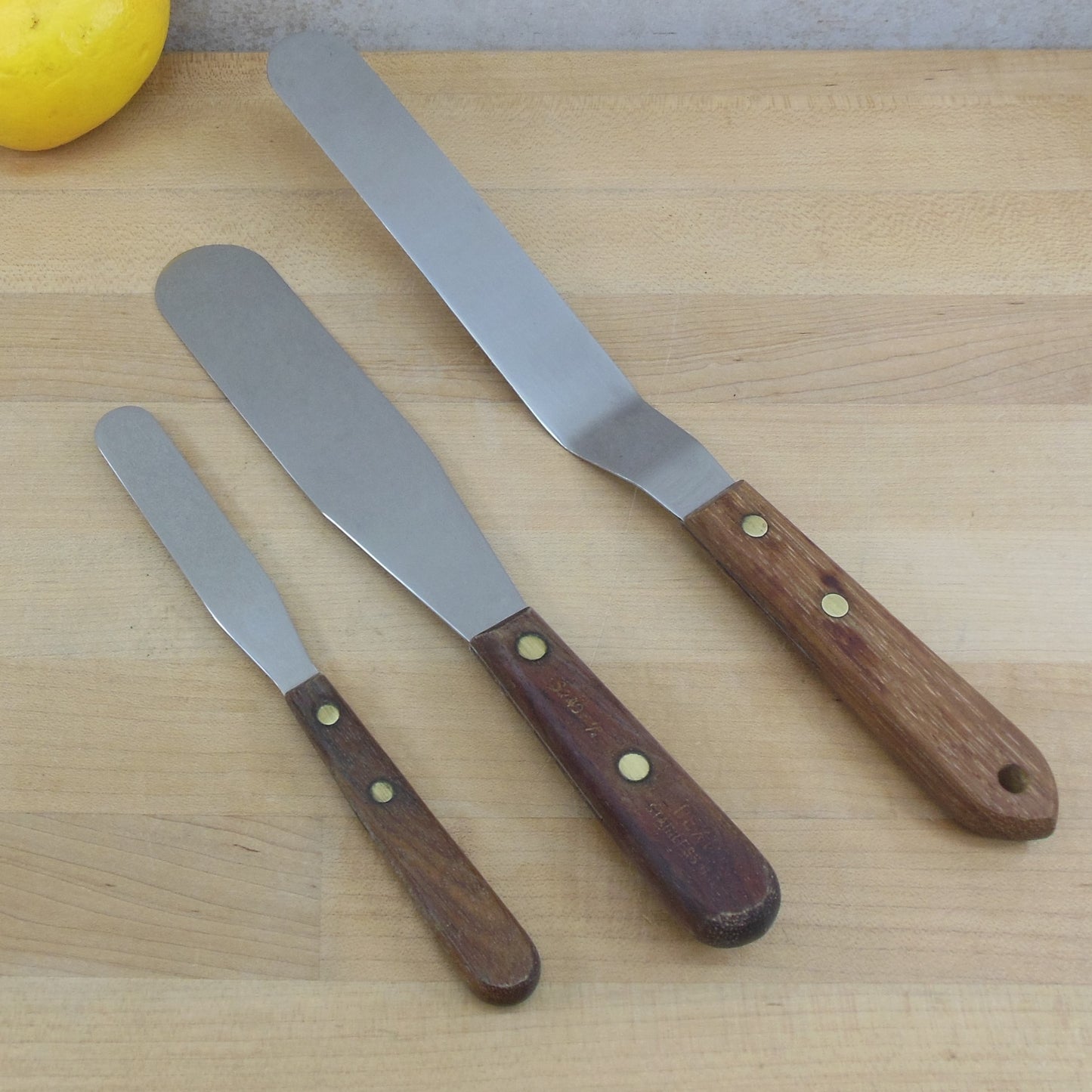 3 Lot Stainless Wood Handle Baker's Icing Spatula Knife Dexter CK