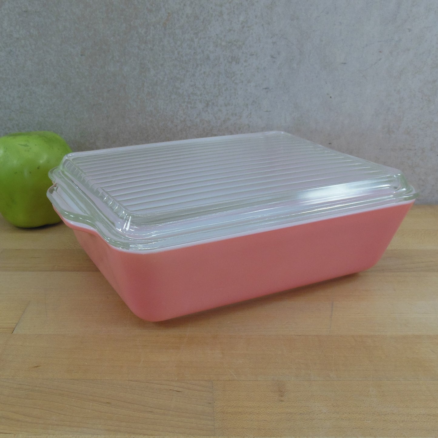Pyrex Glass USA Flamingo Pink 503 Refrigerator Dish Ribbed Lid