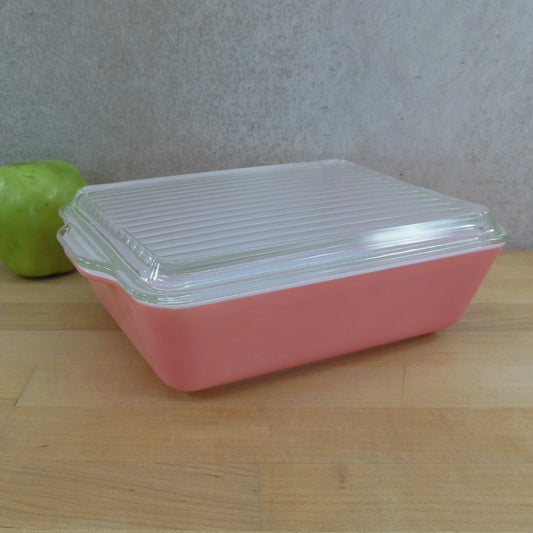 Pyrex Glass USA Flamingo Pink 503 Refrigerator Dish Ribbed Lid