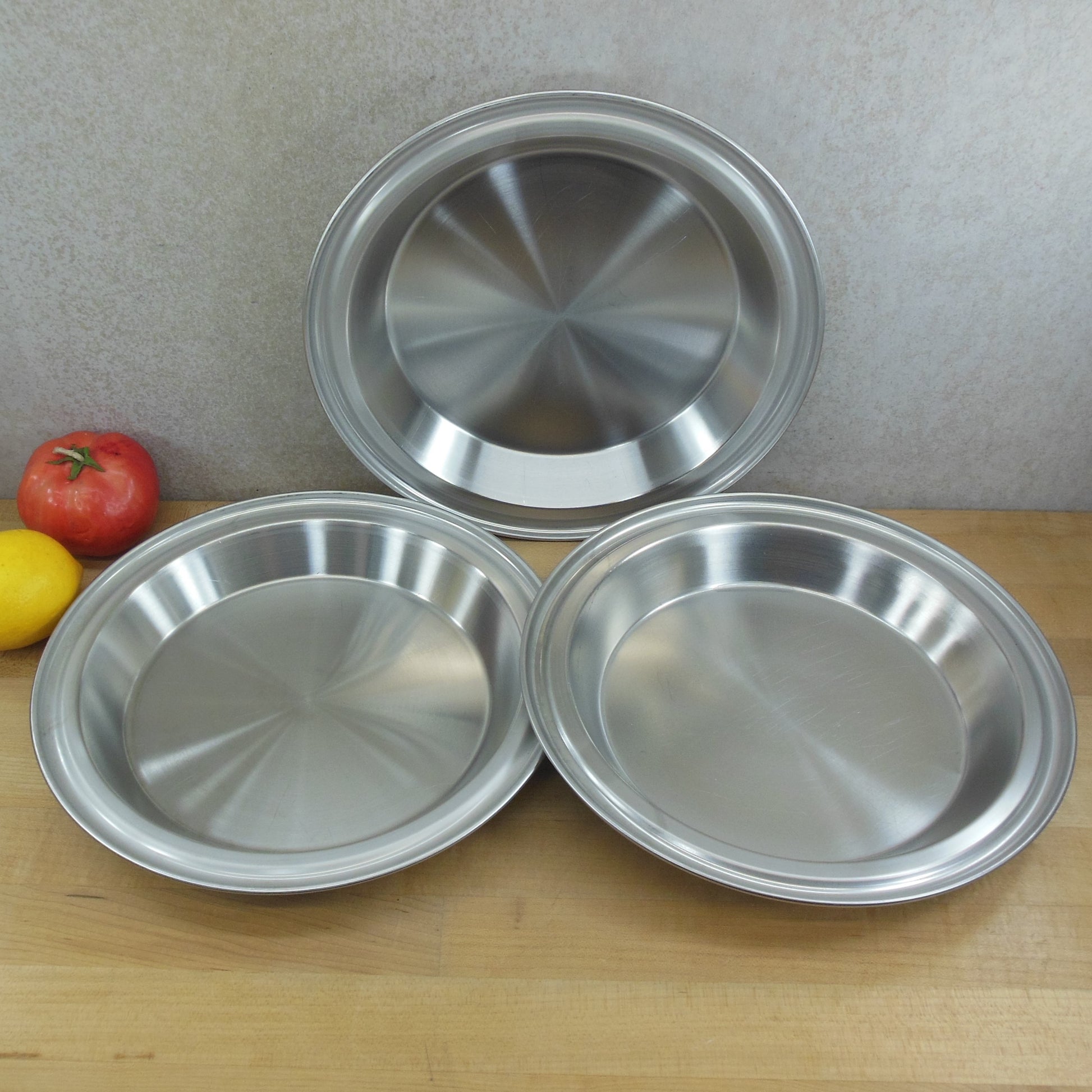 Unbranded Trio No Drip Edge Stainless Steel Pie Pan Plates 9" x 1-1/2" or 11"