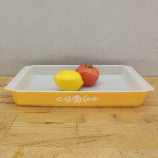 Pyrex Glass USA 933 Butterfly Gold Rectangular Baking Dish Lasagna