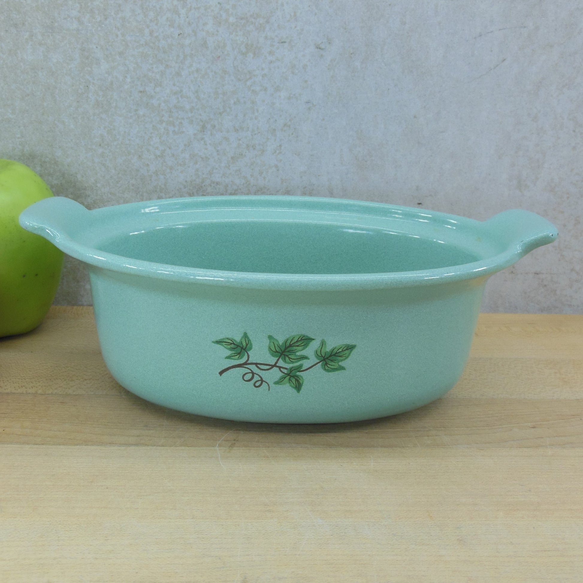 Prizer-Ware USA Ivy Turquoise Cast Iron Small Oval Casserole - No Lid