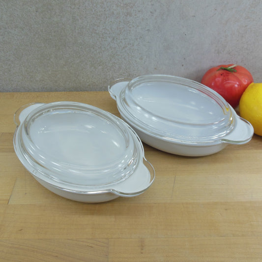 Corning Ware Pair P-14-B Grab-It Oval Casserole Dishes White