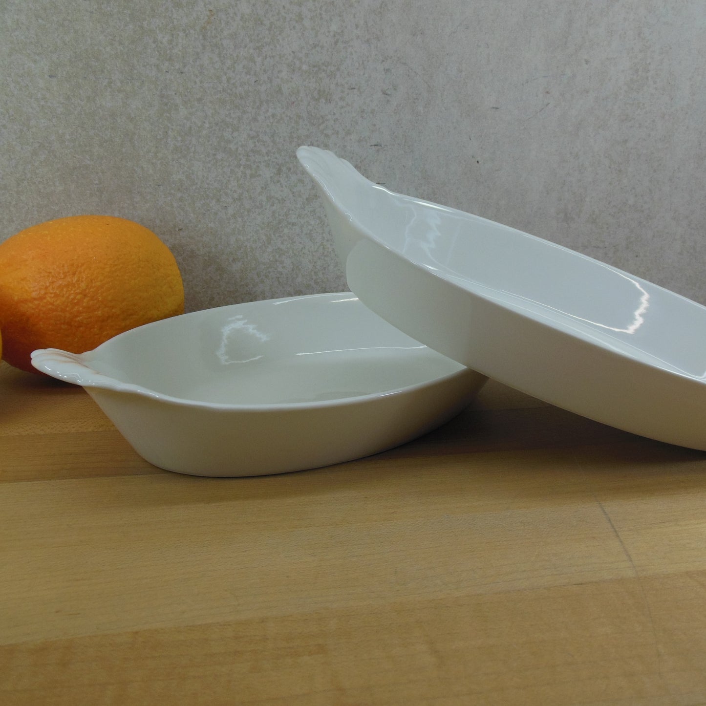 Pillivuyt France Pair White Porcelain Au Gratin Dishes #9 Vintage