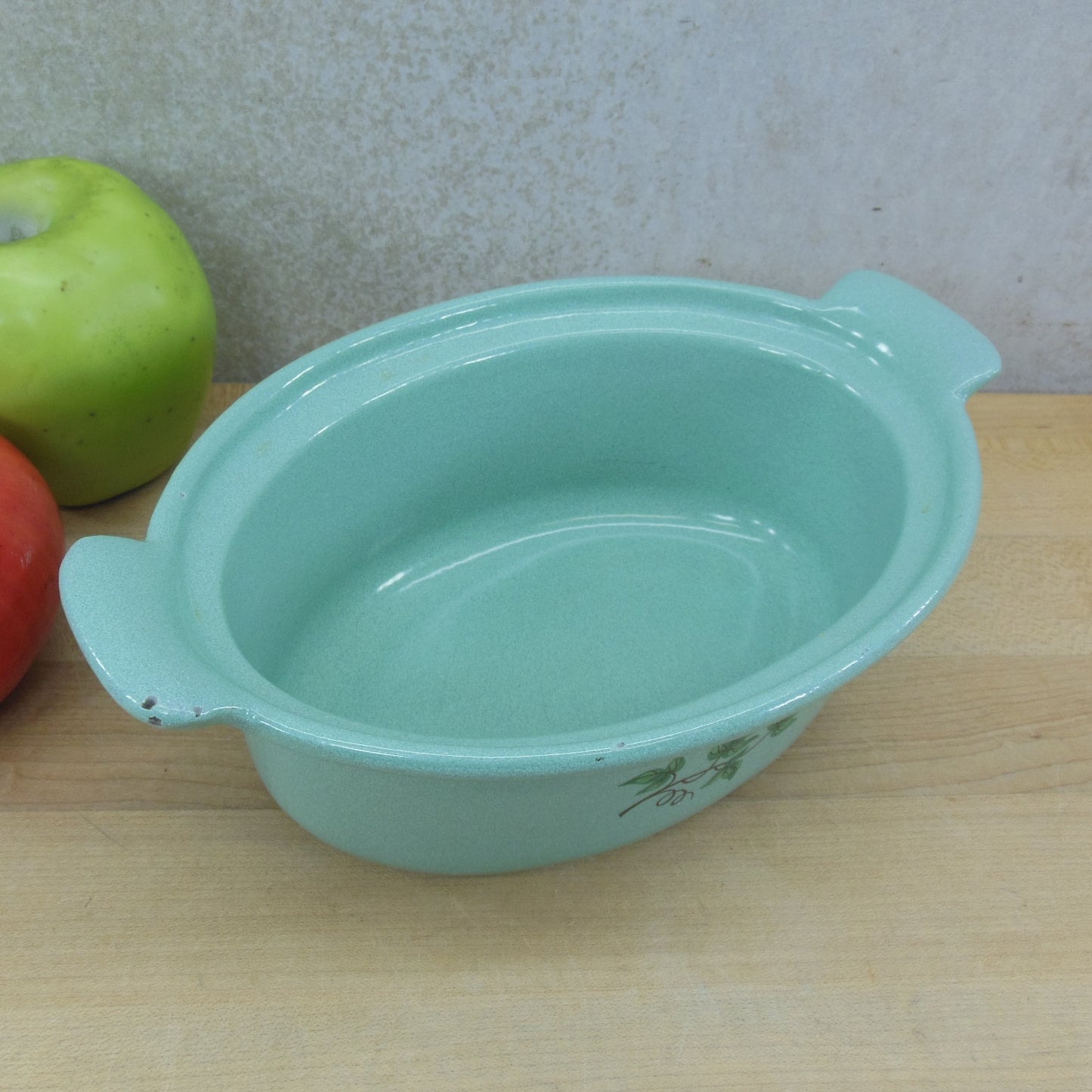 Prizer-Ware USA Ivy Turquoise Cast Iron Small Oval Casserole - No Lid vintage