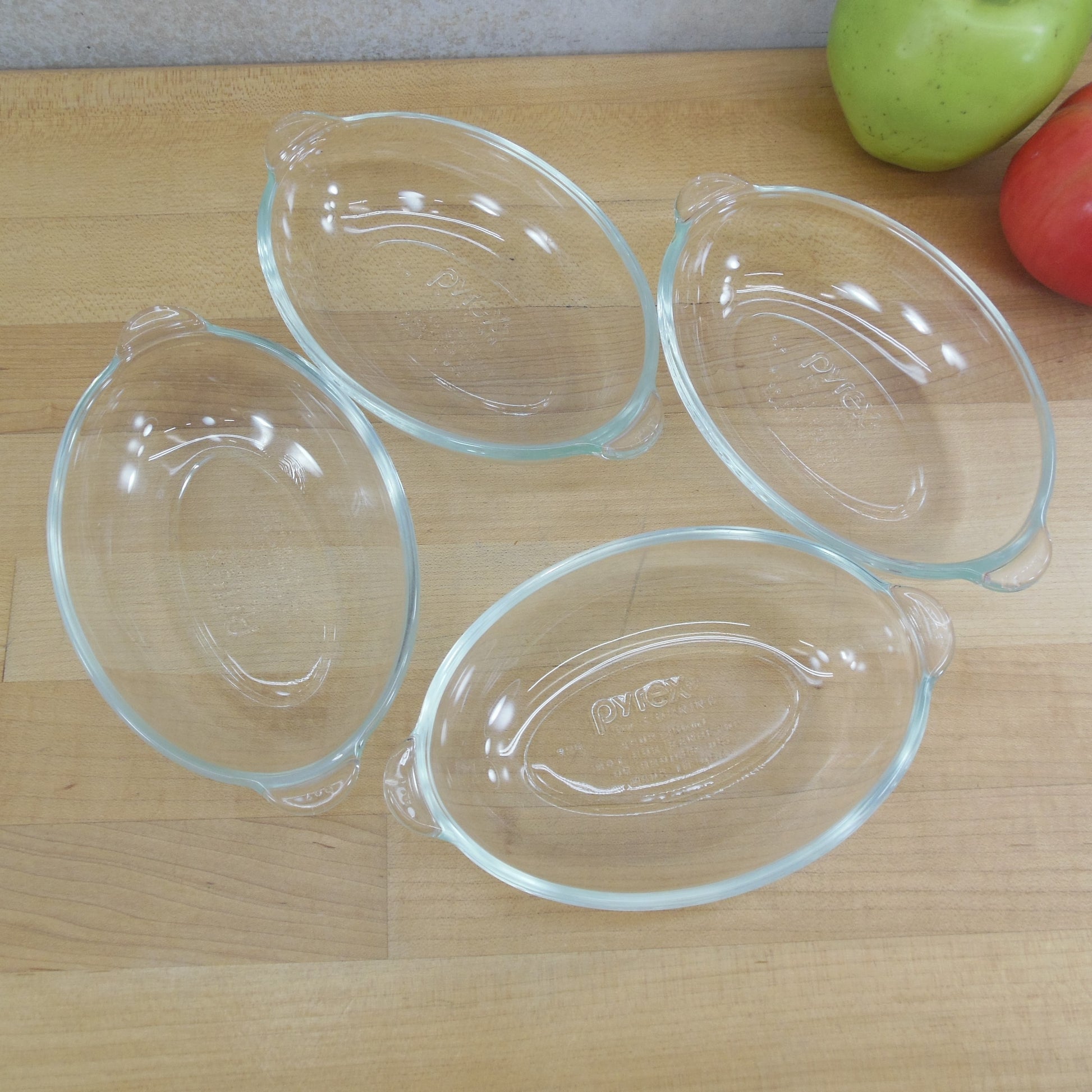 Pyrex Glass USA #328 Oval Individual Dished 1 Cup - 4 Set Used