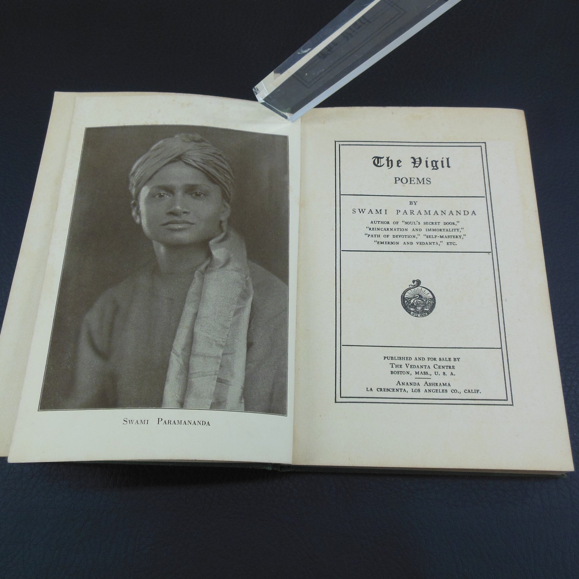 Swami Paramananda Book Publisher Signed - The Vigil 1923 Poems Photo