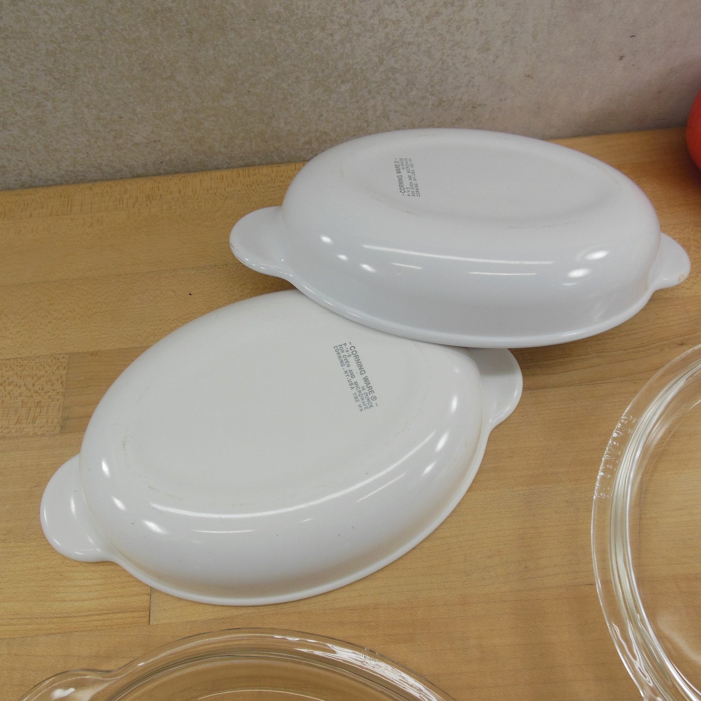 Corning Ware Pair P-14-B Grab-It Oval Casserole Dishes White Used