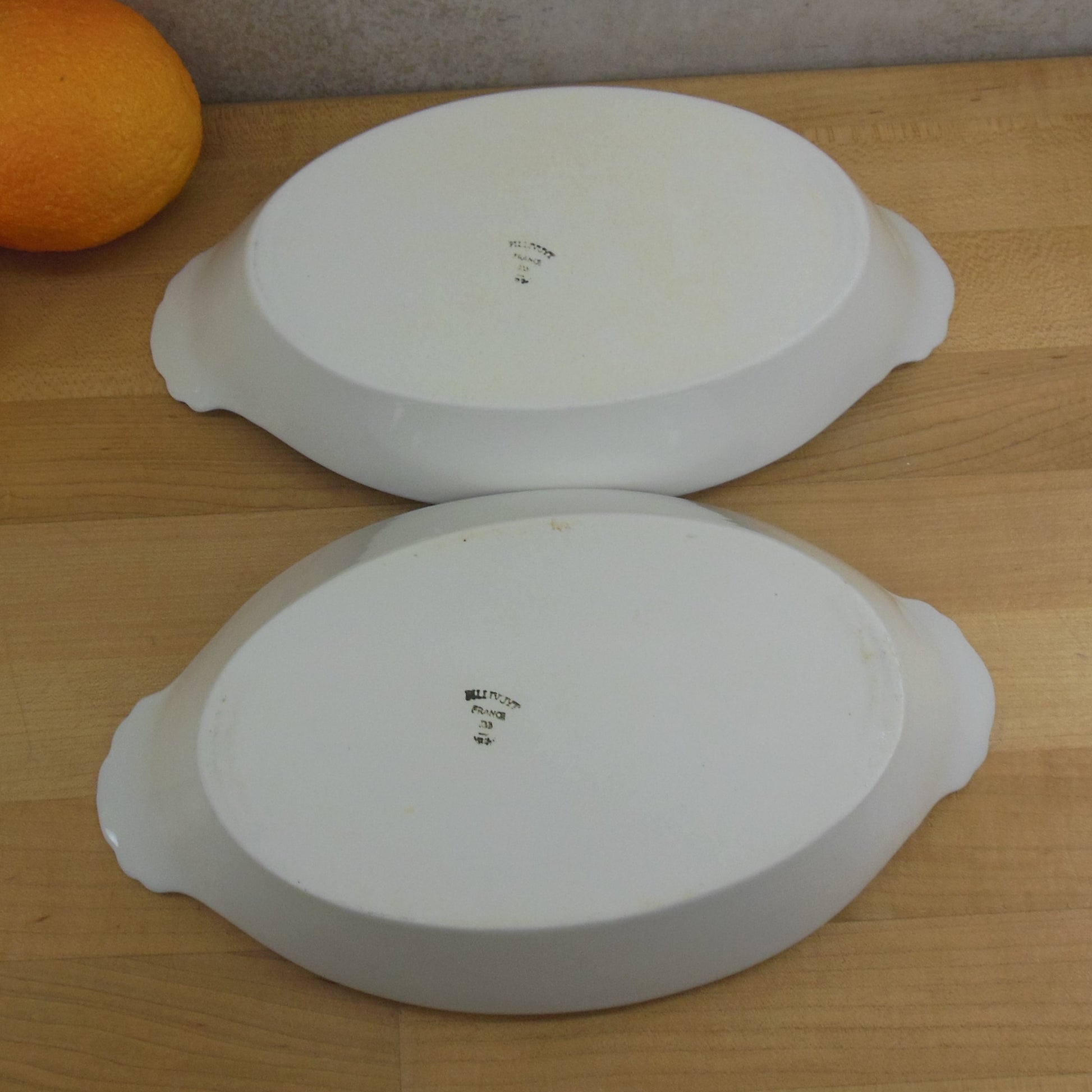 Pillivuyt France Pair White Porcelain Au Gratin Dishes #9 Used