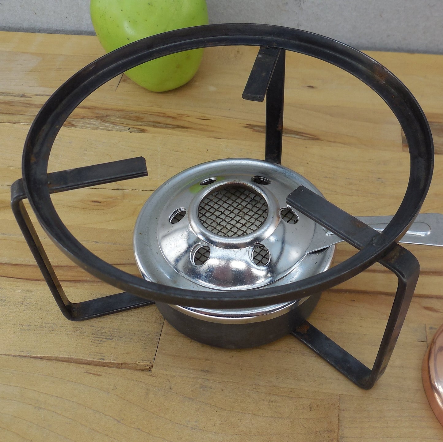 Perk Swiss Made Copper Stainless Fondue Pot Set Stand