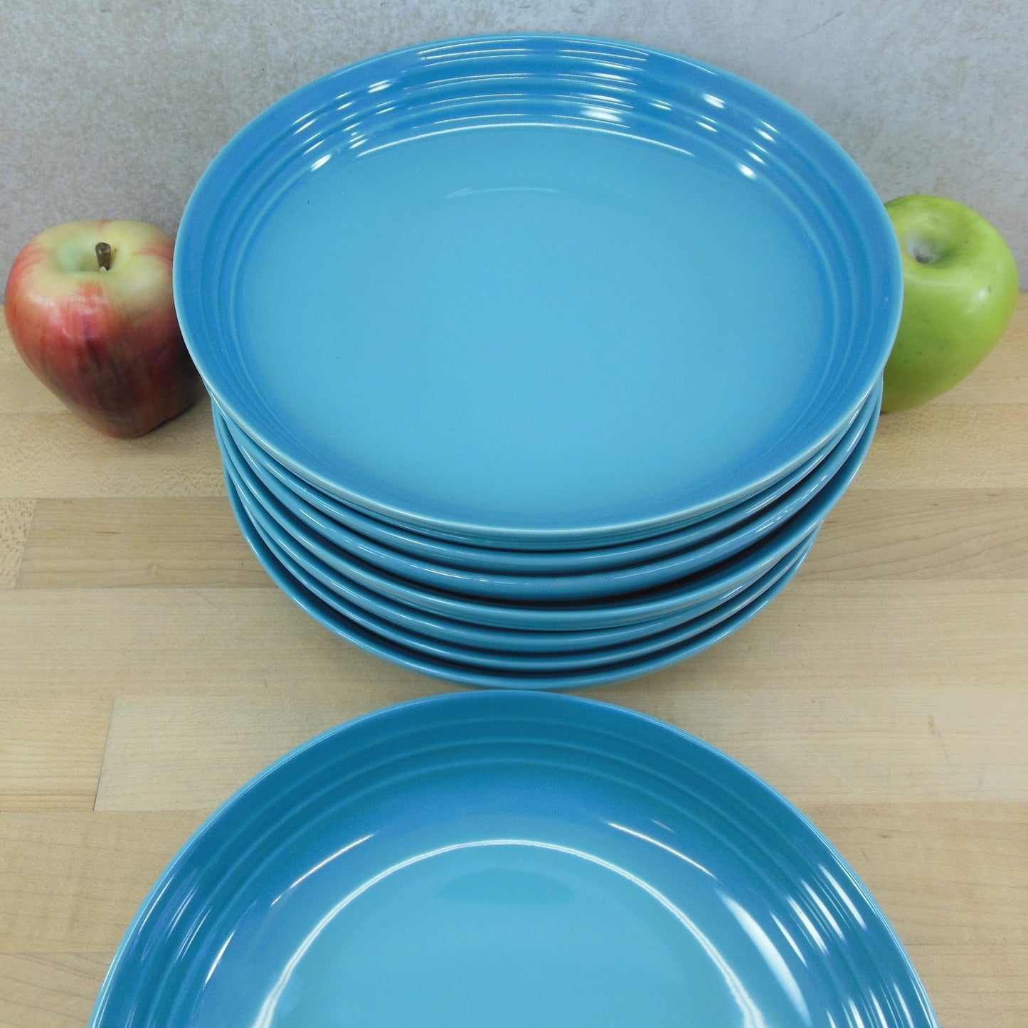 Le Creuset Stoneware Caribbean Blue Teal - 8 Pasta Bowls 8.5" aqua turquoise