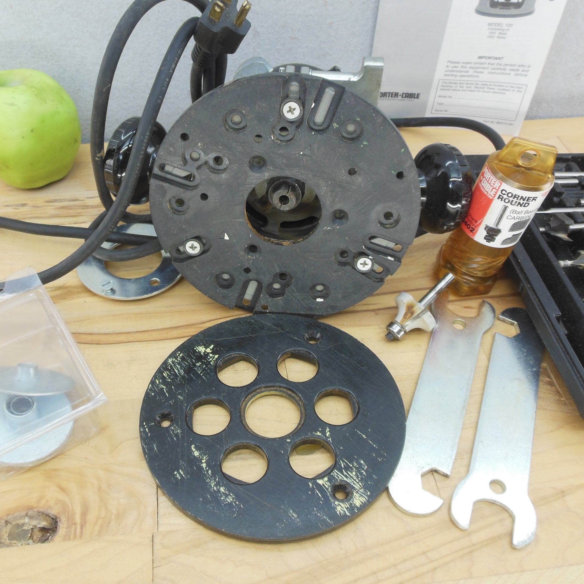 Porter Cable USA 100 1002 1001 Router Manual Parts Bits Lot Vintage