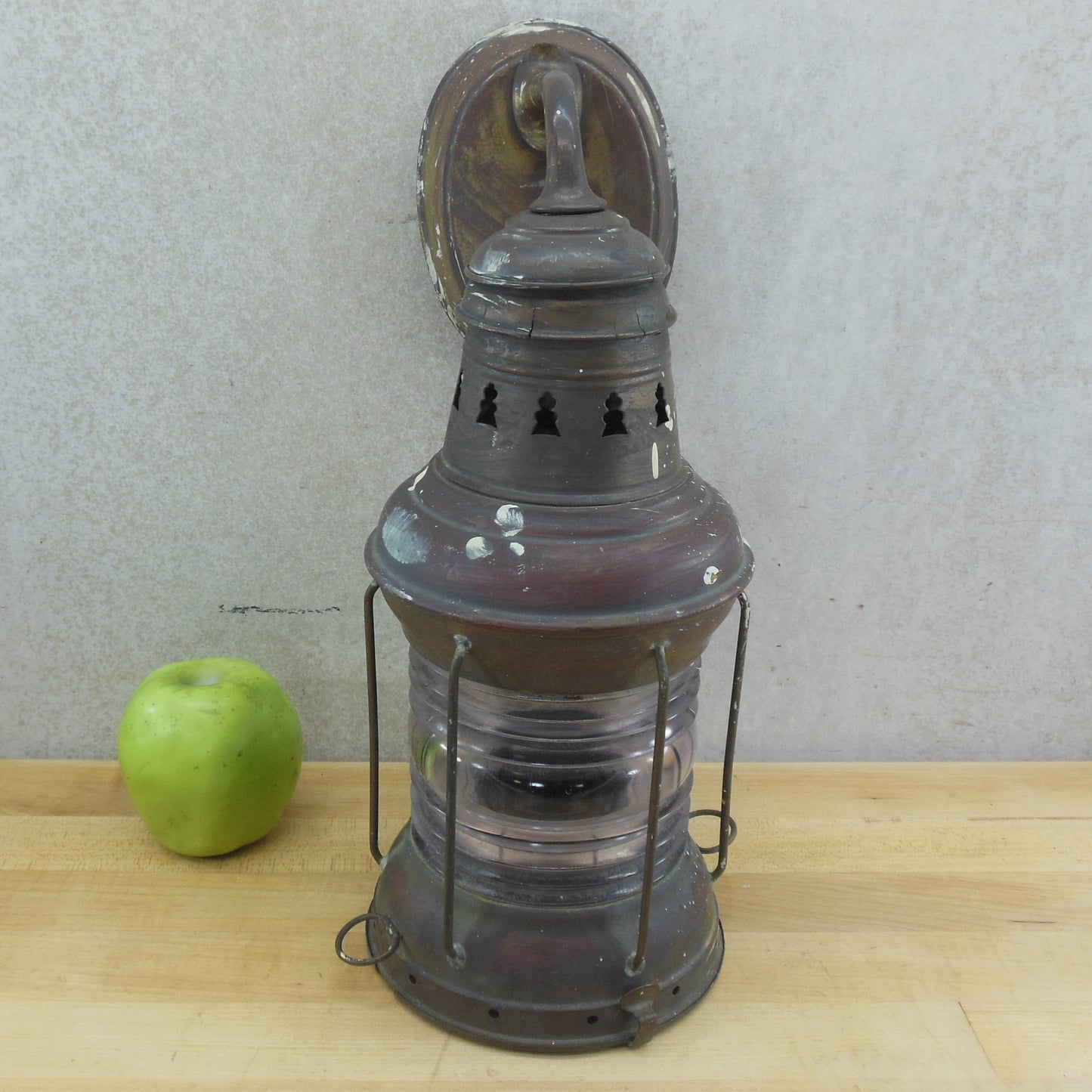 Antique Perko Lamp & Hardware Corp Brass Ship Boat Light Wall Lantern