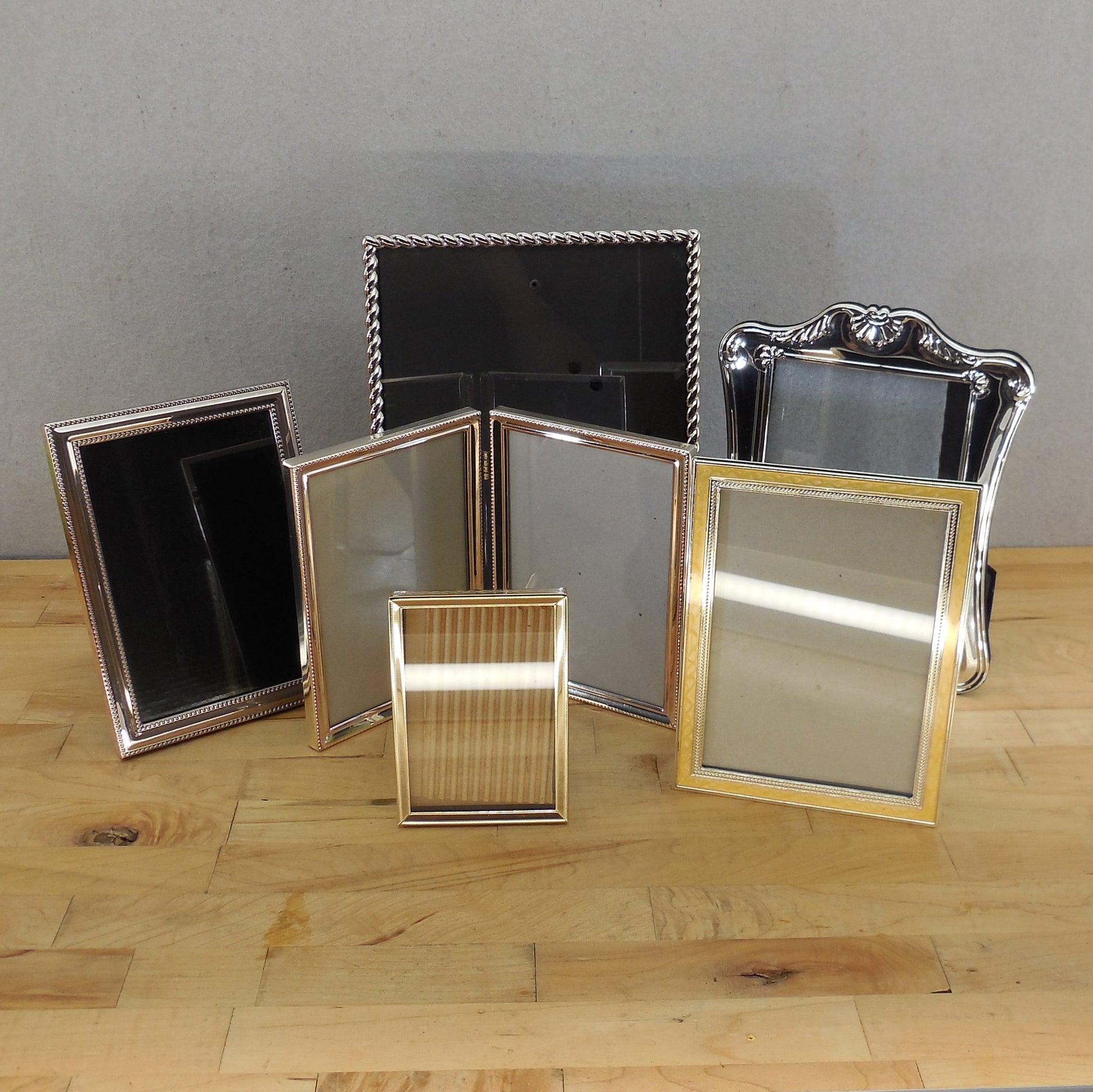 Estate Lot 7 Picture Photo Frames Tabletop Gold Silver Tone Lawrence
