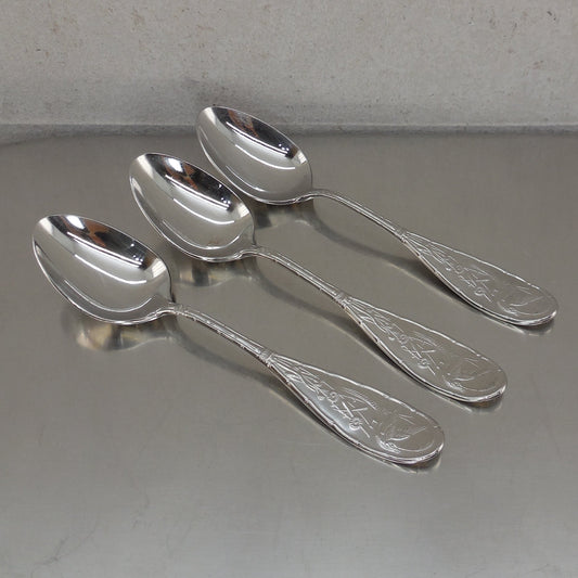 Ricci Argentieri Japanese Bird Stainless Flatware - 3 Place Oval Soup Spoons 7-3/8"