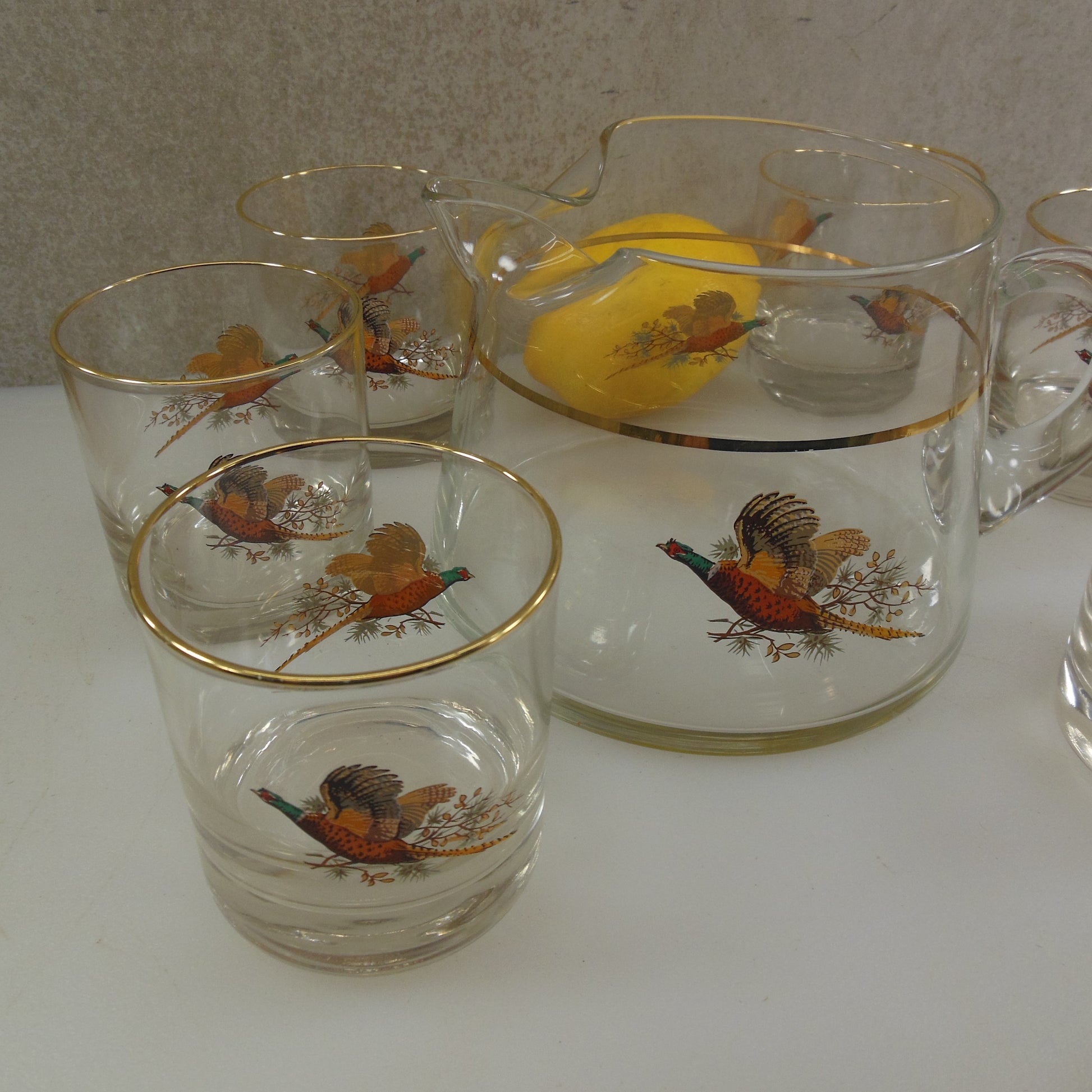 Vintage West Virginia Glass Fruit Cocktail Pitcher Set