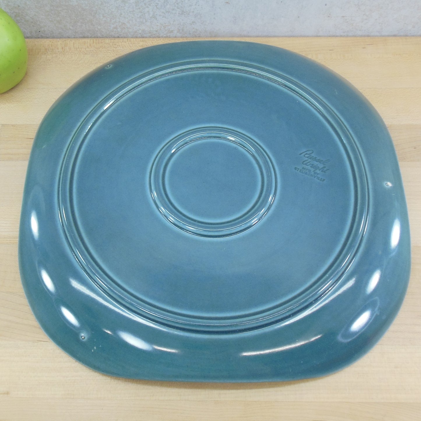 Russel Wright Steubenville - Seafoam Green Chop Plate Serving Platter Tray 13" vintage