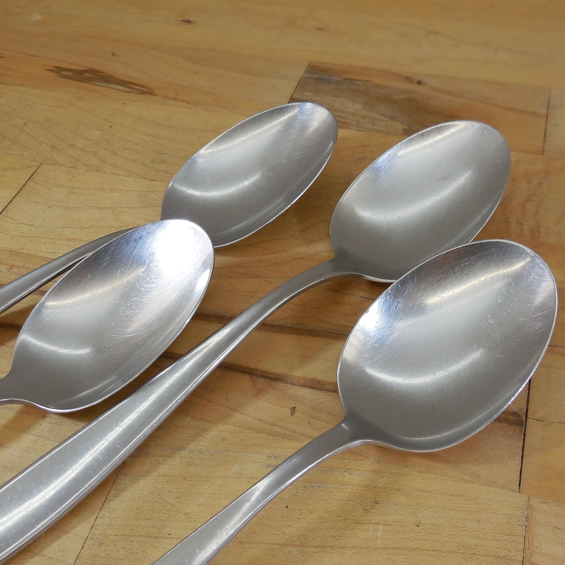 WMF Germany Older Line Cromargan Stainless Place Oval Soup Spoons - 4 Set used