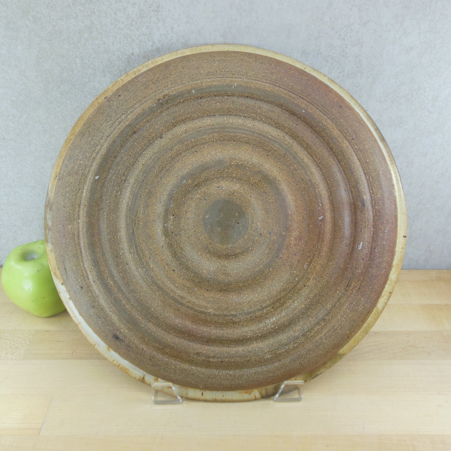 Unsigned Studio Stoneware Pottery 13.5" Charger Plate Browns MCM