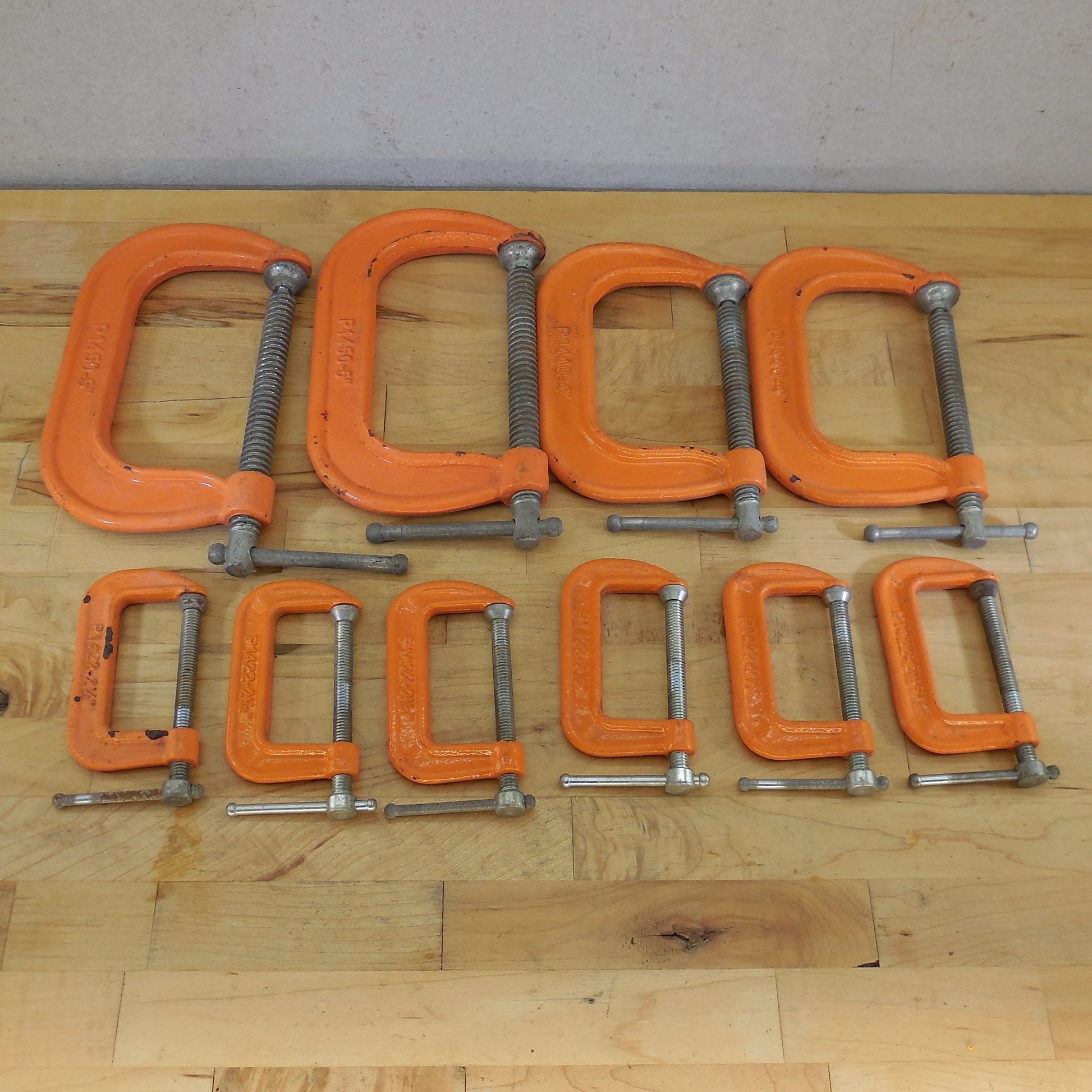10 Lot Pony C-Clamps 5" 4" 2.5" Orange P1450 P1440 P1422