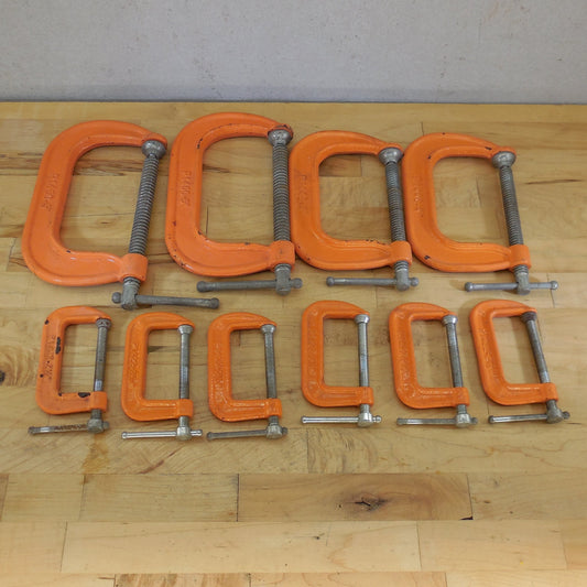 10 Lot Pony C-Clamps 5" 4" 2.5" Orange P1450 P1440 P1422