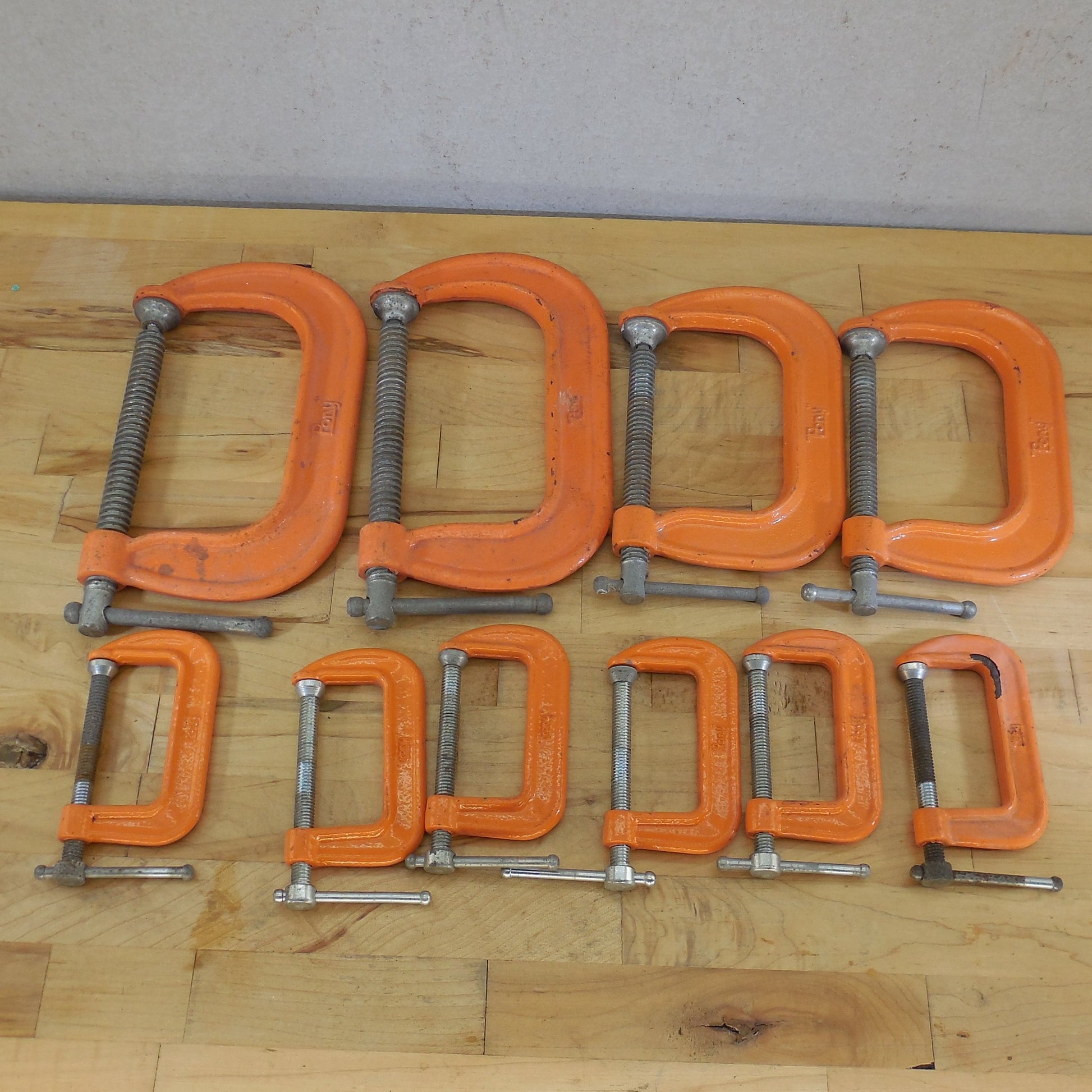 10 Lot Pony C-Clamps 5" 4" 2.5" Orange P1450 P1440 P1422 Tool